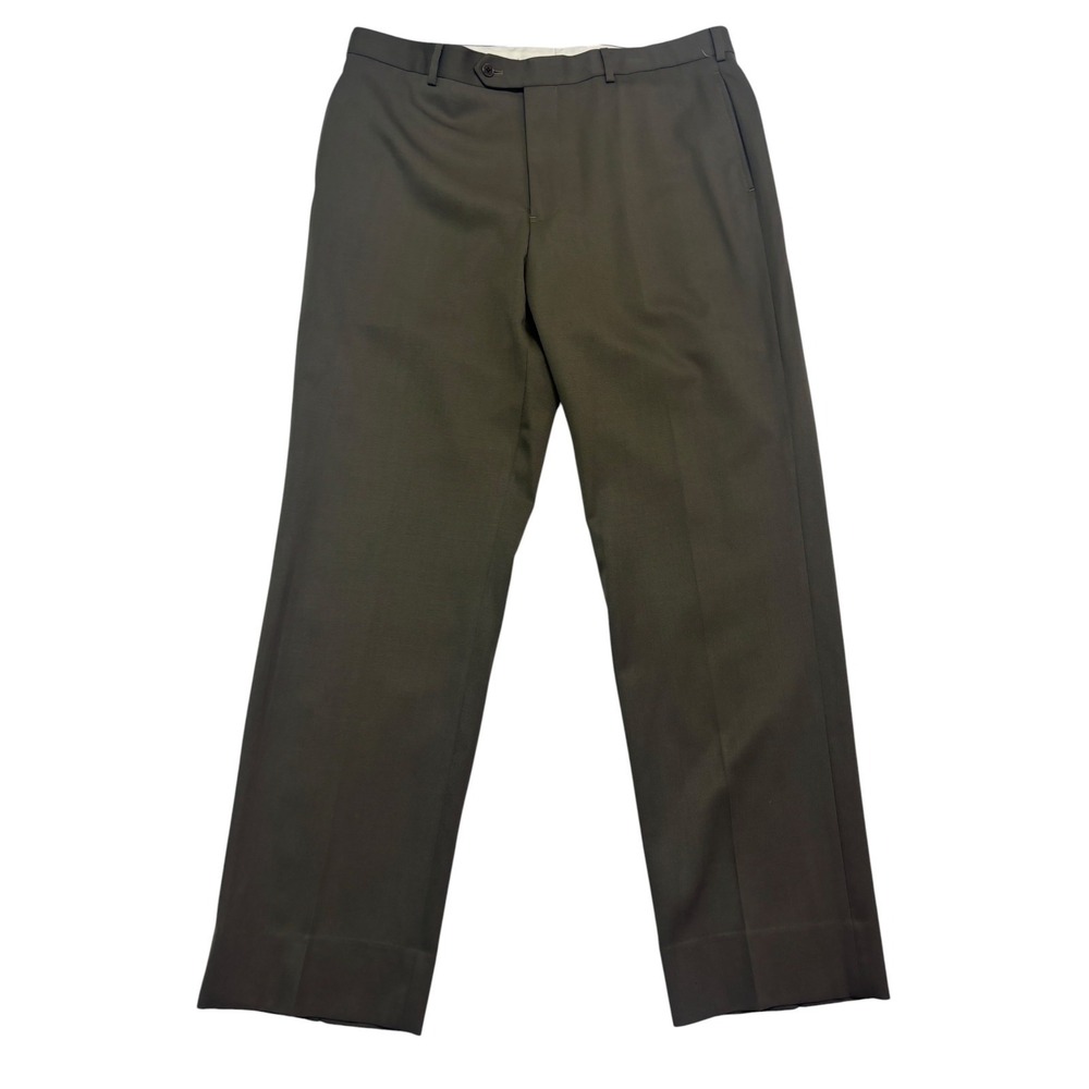 Brooks Brothers 38x32 Olive Green Madison 1818 Pants Trousers Wool Flat Front